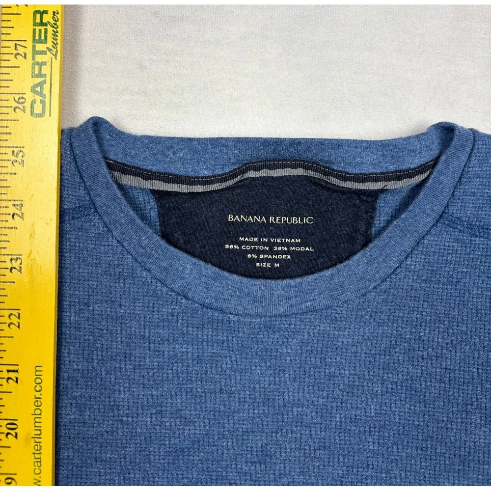 Banana Republic Mens Blue Waffle Knit Thermal Long Sleeve Shirt Size M Modal‎